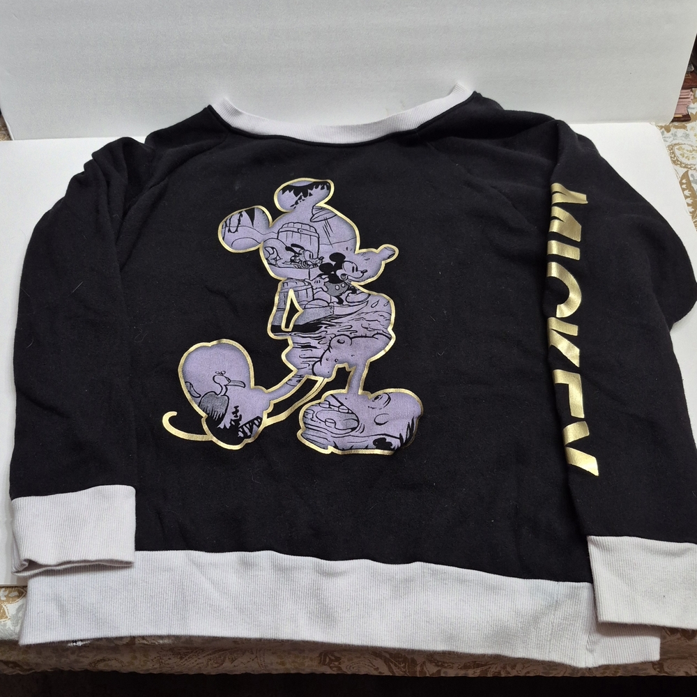 Disney Black Mickey Sweatshirt with Gold and White Accents